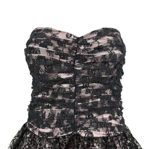 Masquerade Strapless Black Lace Pink Sweetheart Y2K Prom Dress Steampunk 11 / 12 - Picture 5 of 16